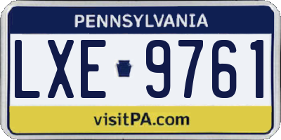 PA license plate LXE9761