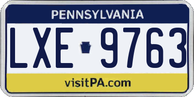PA license plate LXE9763
