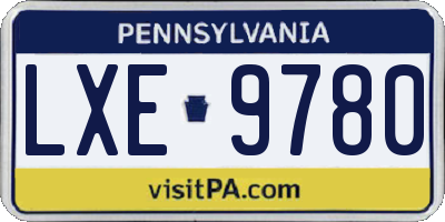 PA license plate LXE9780