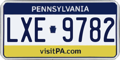PA license plate LXE9782