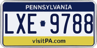 PA license plate LXE9788
