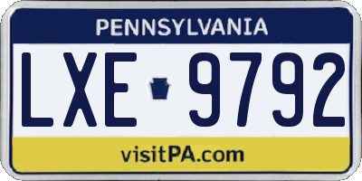 PA license plate LXE9792