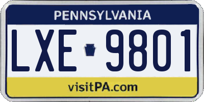 PA license plate LXE9801