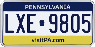 PA license plate LXE9805