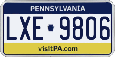 PA license plate LXE9806