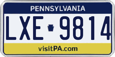 PA license plate LXE9814