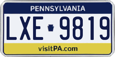 PA license plate LXE9819