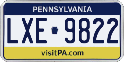 PA license plate LXE9822