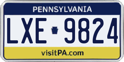 PA license plate LXE9824