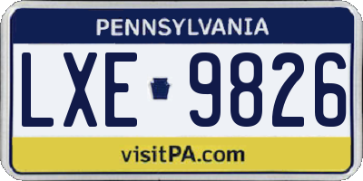 PA license plate LXE9826