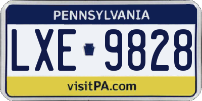 PA license plate LXE9828