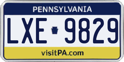 PA license plate LXE9829