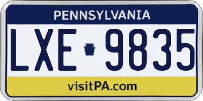PA license plate LXE9835
