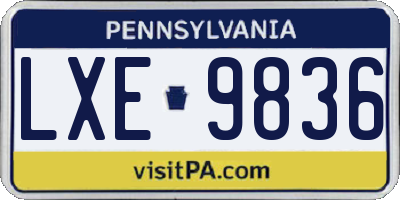 PA license plate LXE9836