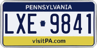 PA license plate LXE9841