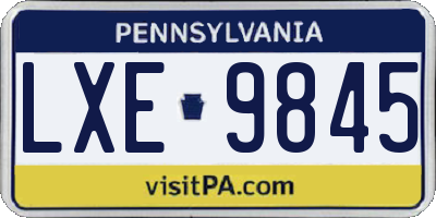 PA license plate LXE9845