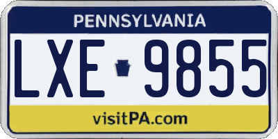 PA license plate LXE9855