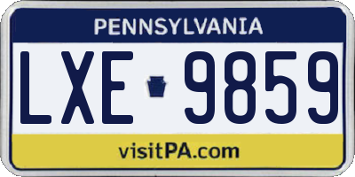 PA license plate LXE9859