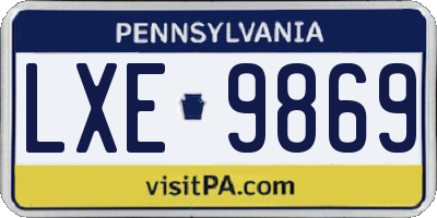 PA license plate LXE9869