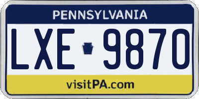 PA license plate LXE9870