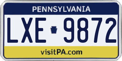 PA license plate LXE9872