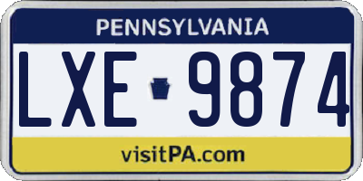 PA license plate LXE9874