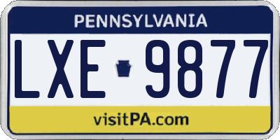 PA license plate LXE9877
