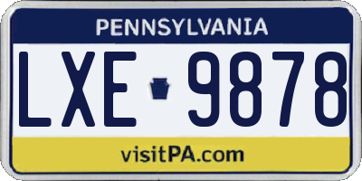 PA license plate LXE9878