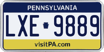 PA license plate LXE9889