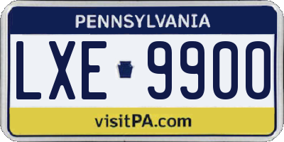 PA license plate LXE9900
