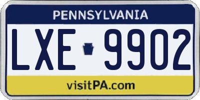 PA license plate LXE9902