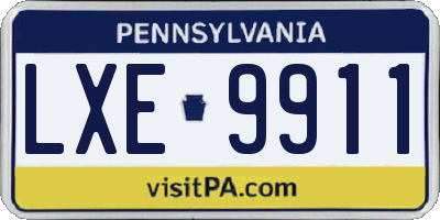 PA license plate LXE9911
