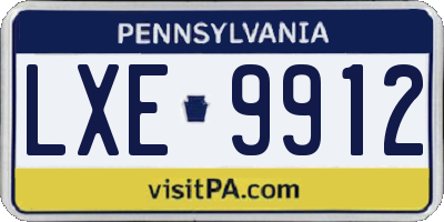 PA license plate LXE9912