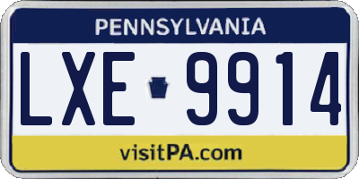 PA license plate LXE9914