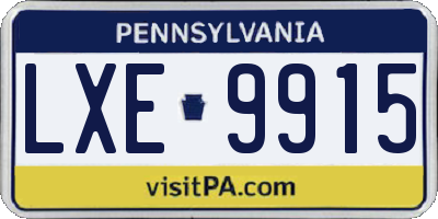 PA license plate LXE9915