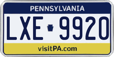 PA license plate LXE9920