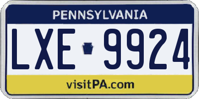PA license plate LXE9924