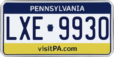 PA license plate LXE9930