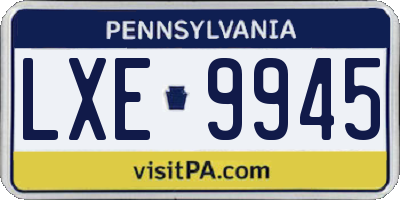 PA license plate LXE9945