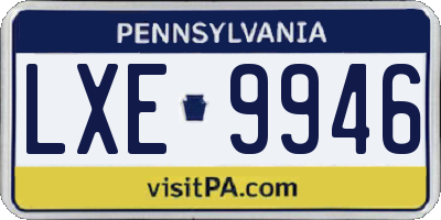 PA license plate LXE9946