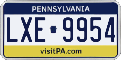 PA license plate LXE9954