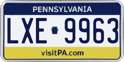 PA license plate LXE9963