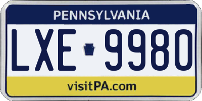 PA license plate LXE9980