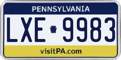 PA license plate LXE9983