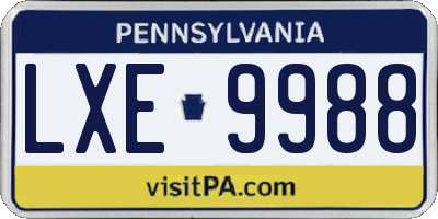 PA license plate LXE9988