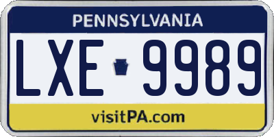 PA license plate LXE9989
