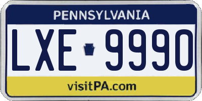 PA license plate LXE9990