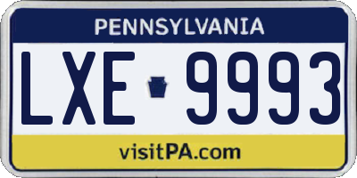 PA license plate LXE9993