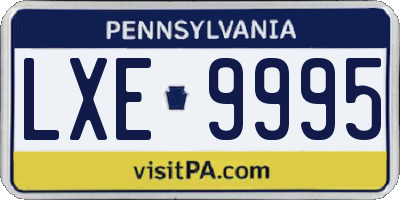 PA license plate LXE9995