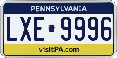 PA license plate LXE9996